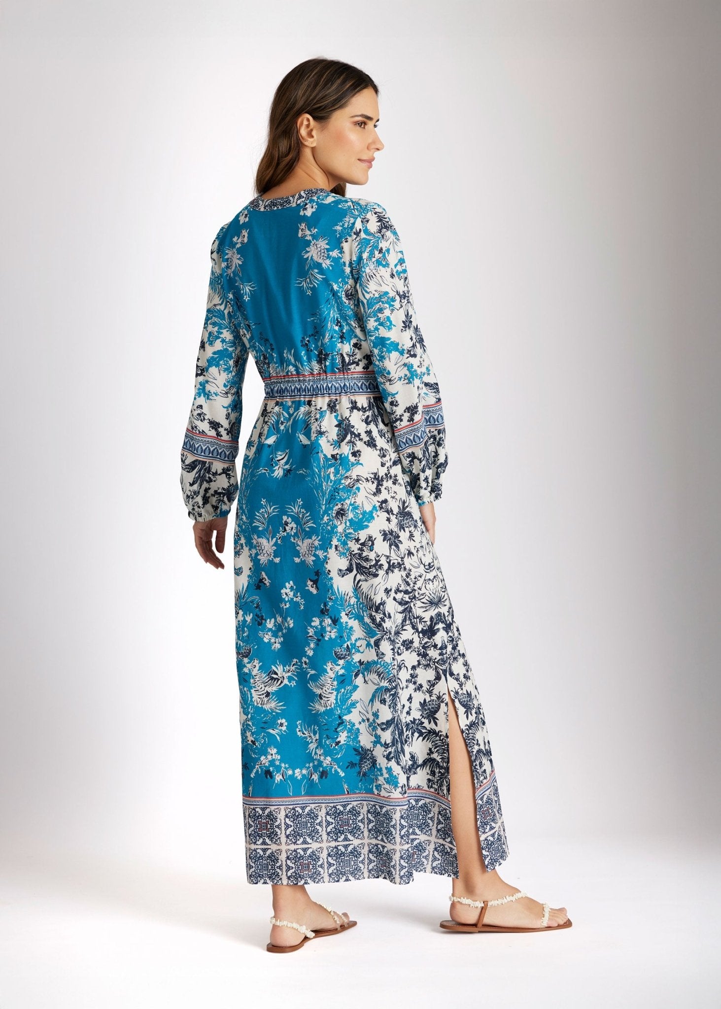 Langes, tailliertes Kleid YIJE aus 100 % Baumwolle - FOX'S - Fashion