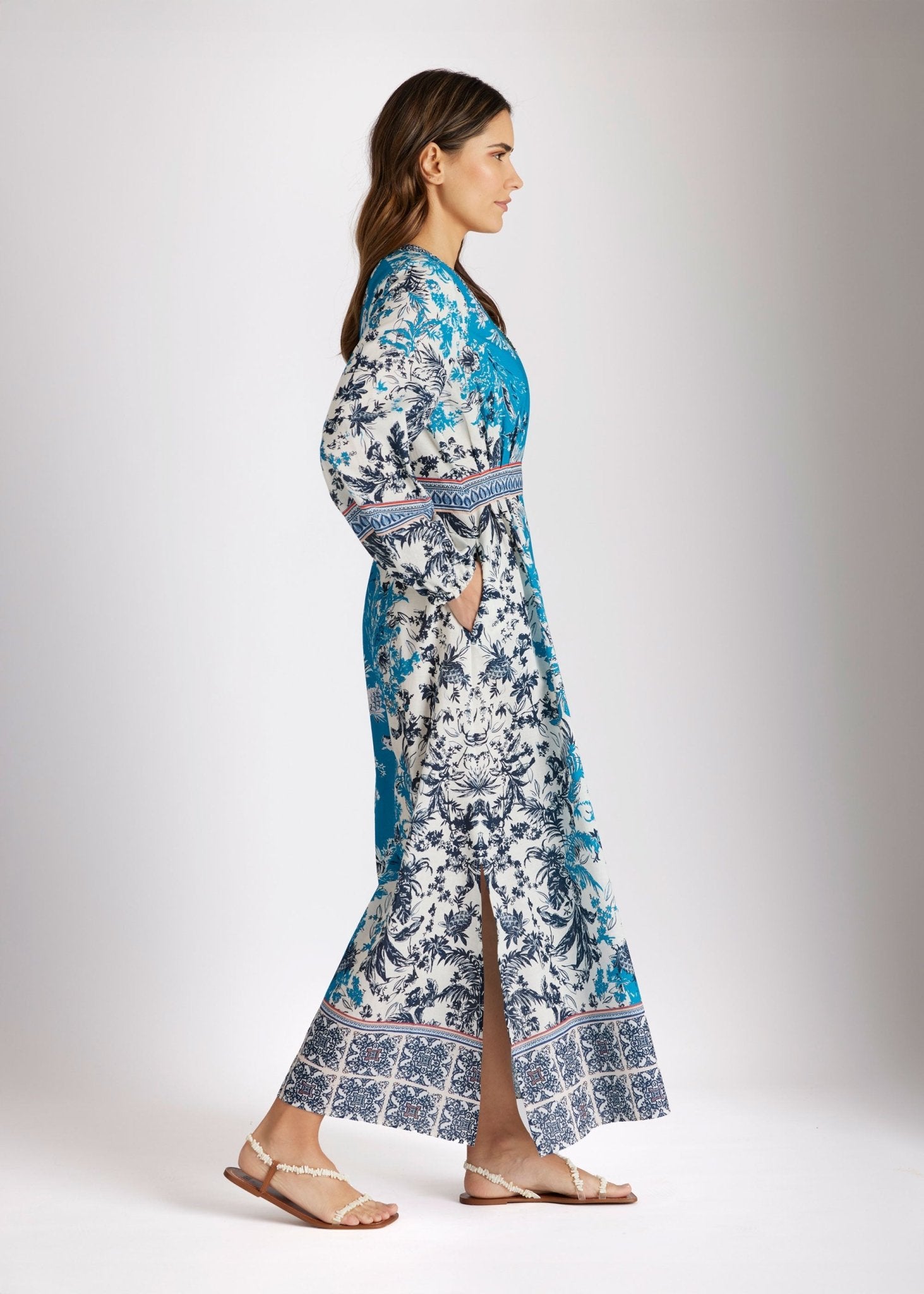 Langes, tailliertes Kleid YIJE aus 100 % Baumwolle - FOX'S - Fashion