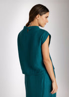 Legere Bluse NATRONI mit raffiniertem Kragen und kurzen Ärmeln in Grün