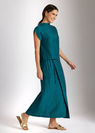 Legere Bluse NATRONI mit raffiniertem Kragen und kurzen Ärmeln in Grün