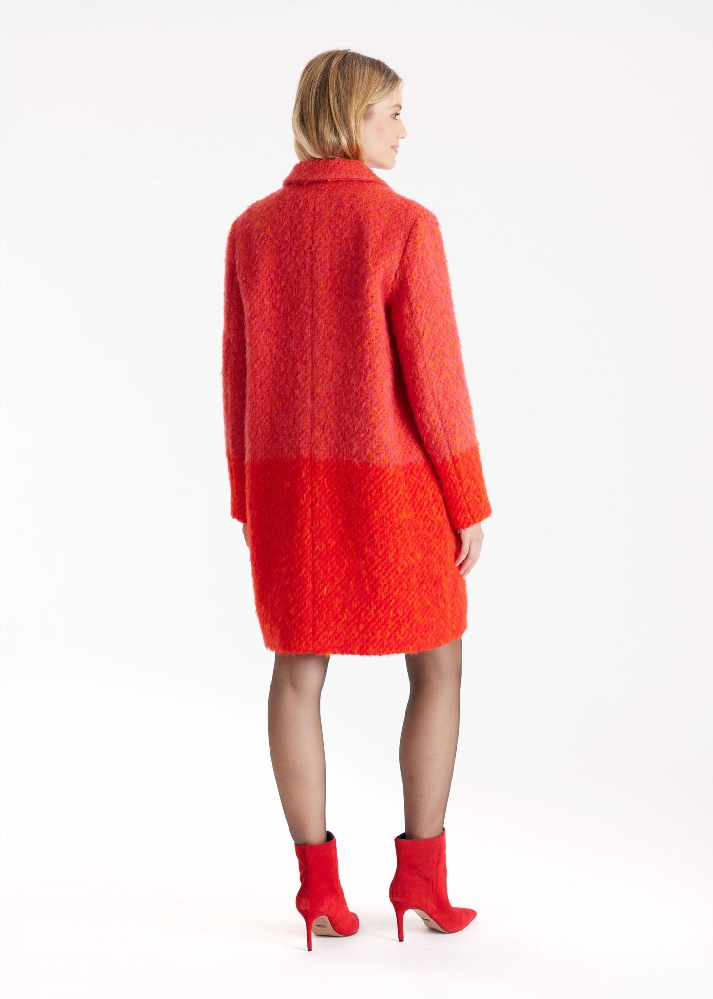 Knielanger Mantel PURAMANI mit Revers und Knopfleiste in Rot