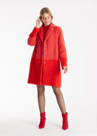 Knielanger Mantel PURAMANI mit Revers und Knopfleiste in Rot