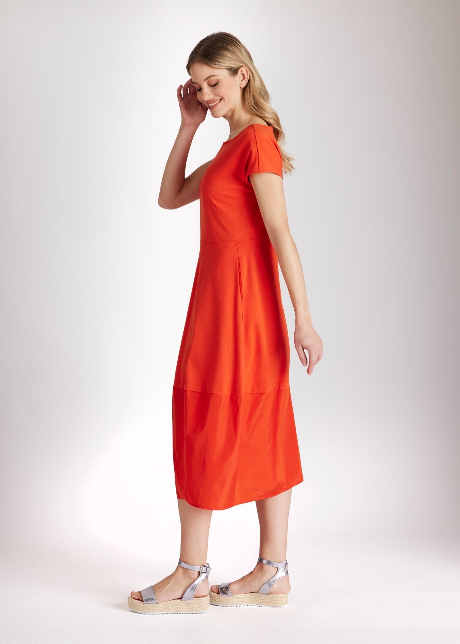 Midi - Kleid SONUX aus Viskosejersey und Taft in leichter O - Form - FOX'S - Fashion