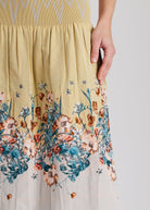 One Size Rock LONGERO-S in Midi-Länge mit Gummibund in Gelb mit Blumenmuster