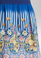 One Size Rock LONGERO-S in Midi-Länge mit Gummibund in Blau mit Fruchtmuster