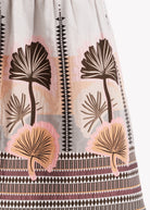 Ausgestellter Rock LONGERO-W in Midi-Länge mit Gummibund und floralem Muster in Beigetönen