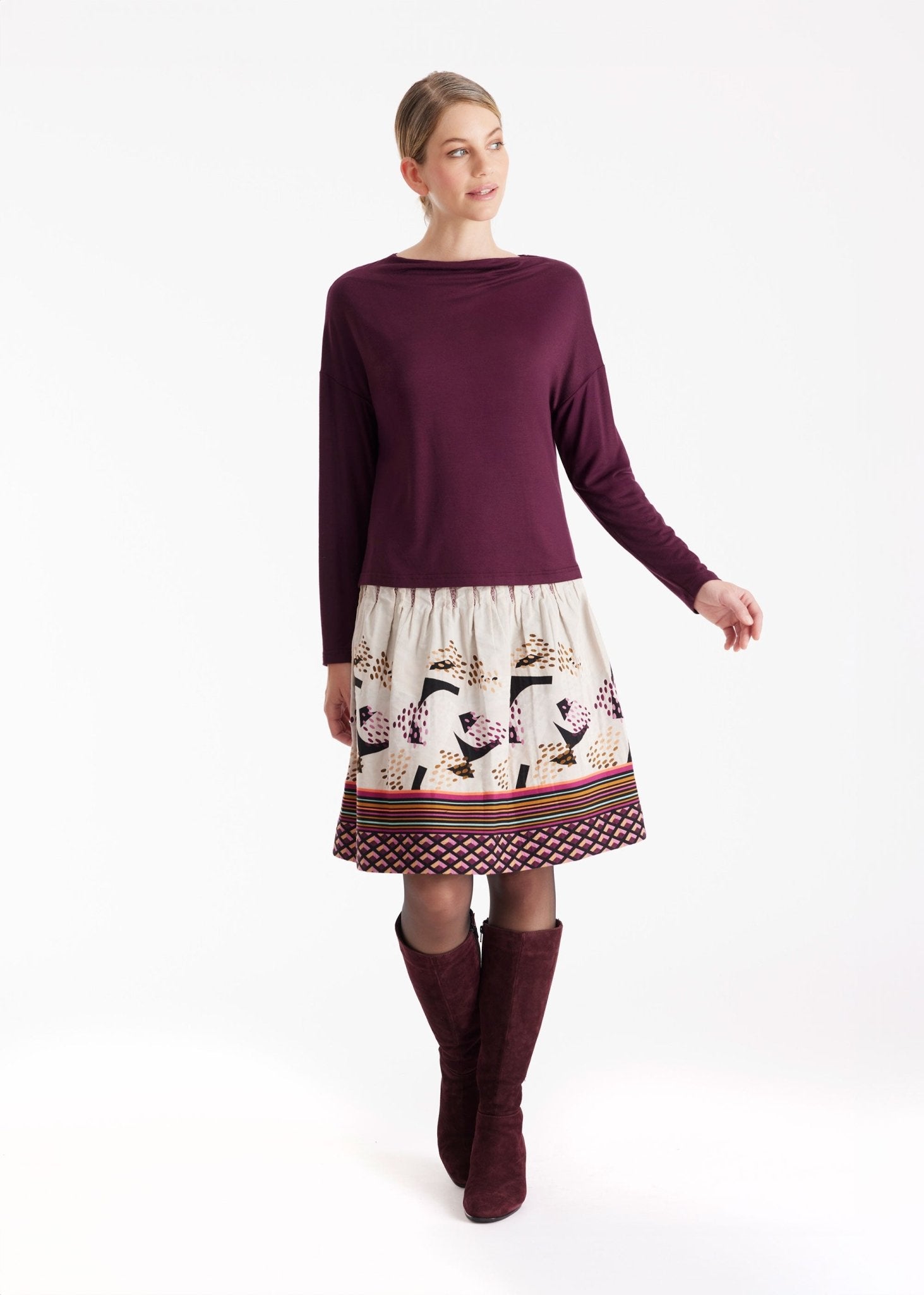 Shirt CISQUIT mit Wasserfallausschnitt und langen Armen in Rot