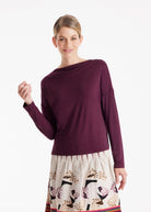 Shirt CISQUIT mit Wasserfallausschnitt und langen Armen in Rot