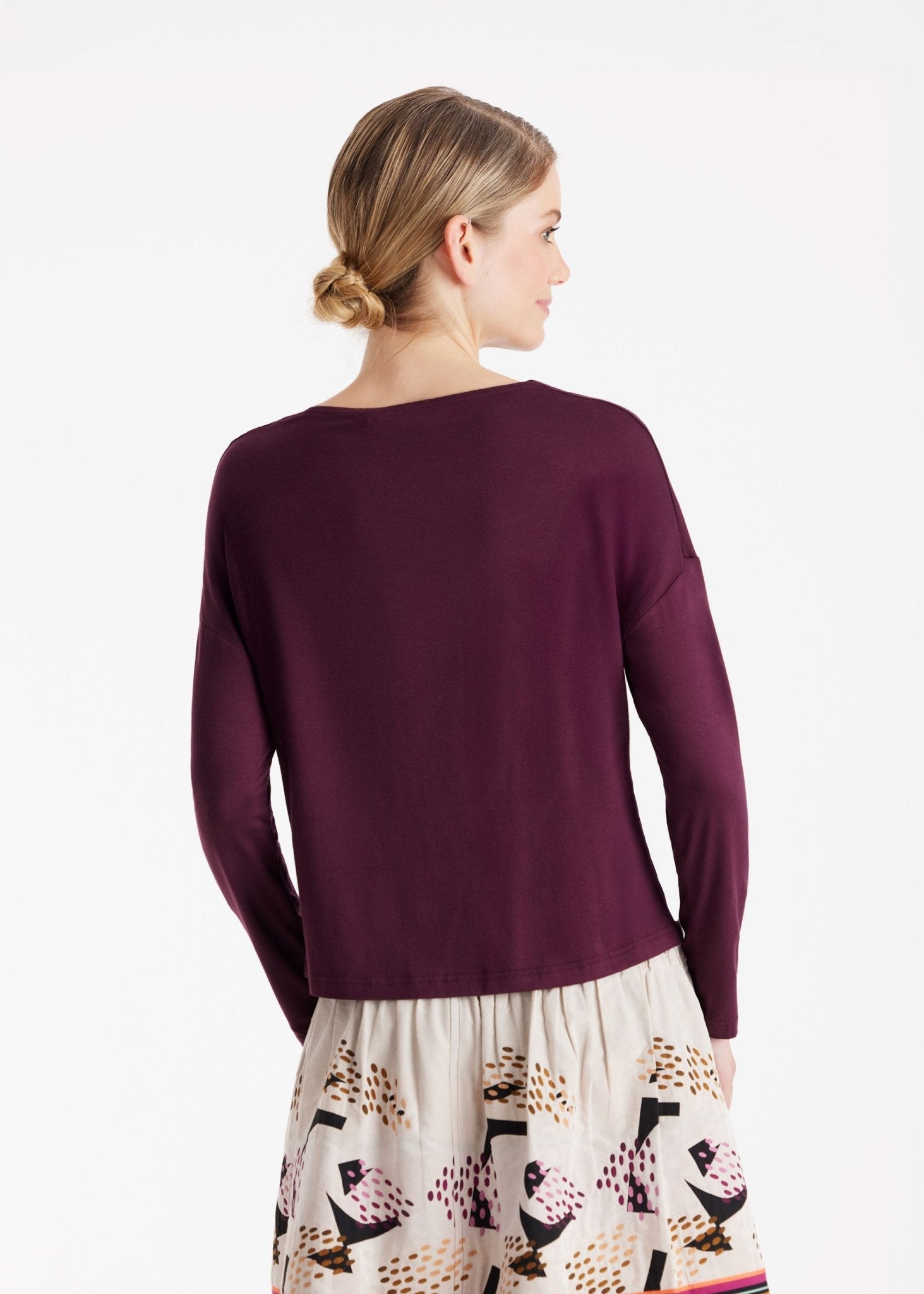 Shirt CISQUIT mit Wasserfallausschnitt und langen Armen in Rot