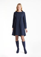 Kurze Tunika JUNIKA mit Kragen, langen Armen und seitlichen Eingrifftaschen in Dunkelblau