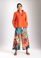 Culotte DUKANA mit weitem Bein in 7/8-Länge und mehrfarbigem, floralem Print 