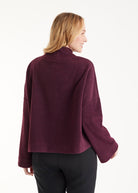 Weiter Pullover SUKATO mit Stehkragen und langen, weiten Armen in Dunkelrot